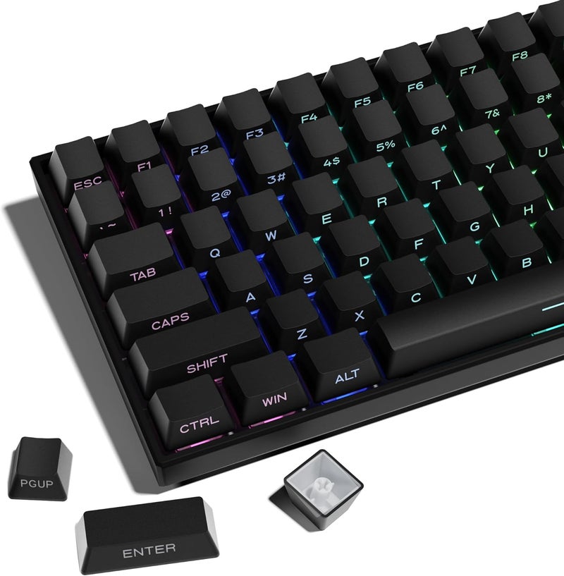 SDYZ أغطية مفاتيح XVX PBT - أغطية مفاتيح مطبوعة من الجانب 60 65 75 100 بالمئة، أغطية مفاتيح مخصصة مزدوجة الطباعة، مجموعة 136 مفتاح باللون الأسود، نمط OEM، تصميم بسيط Phantom لكيبورد Cherry Gateron MX Switche - Image 1